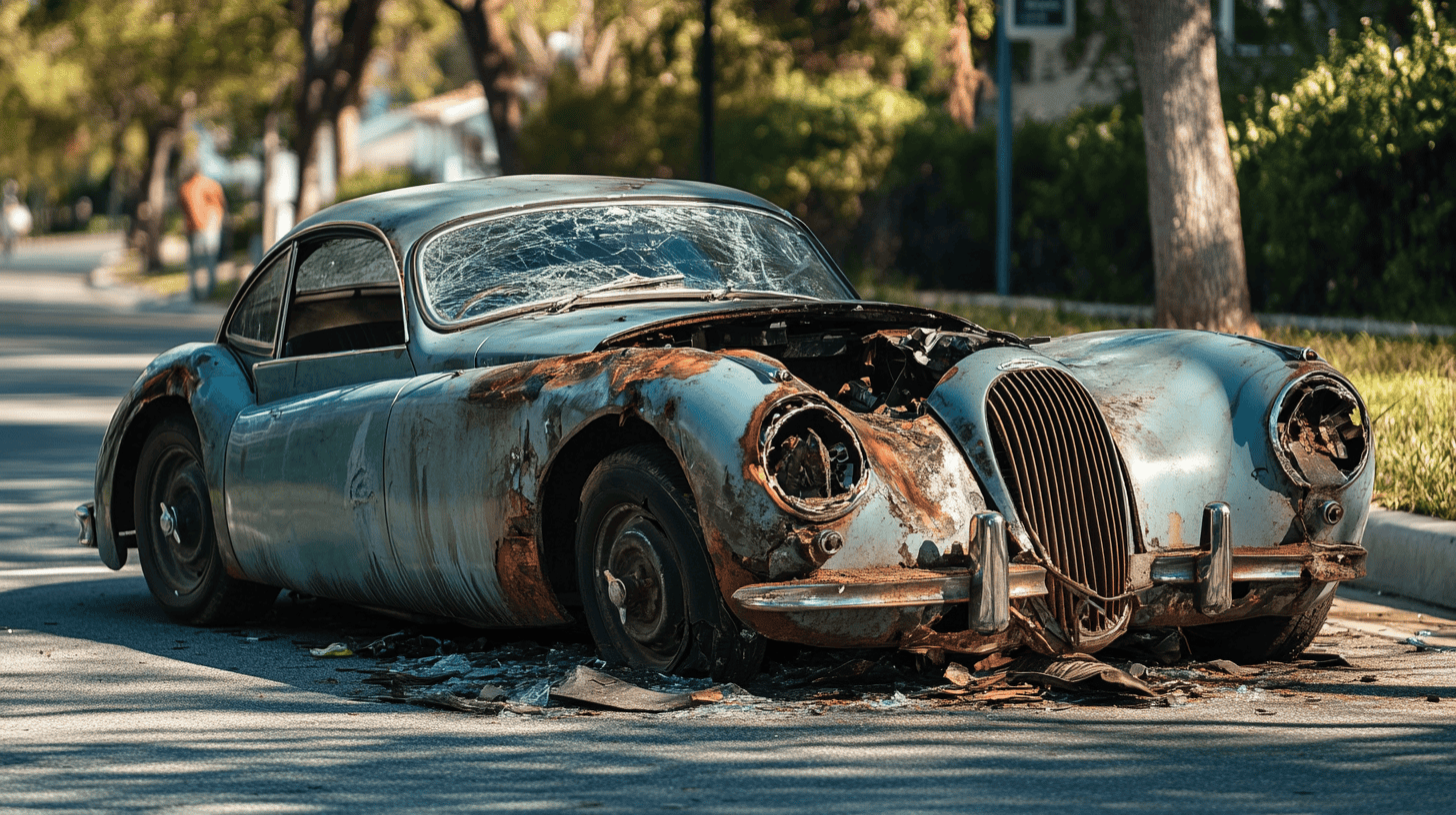 Distracted Driver Crashes Into An Antique 1948 Jaguar